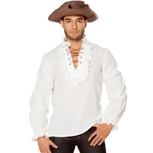 Pirate Shirt with Ruffled Long Sleeves and Lace Up Front